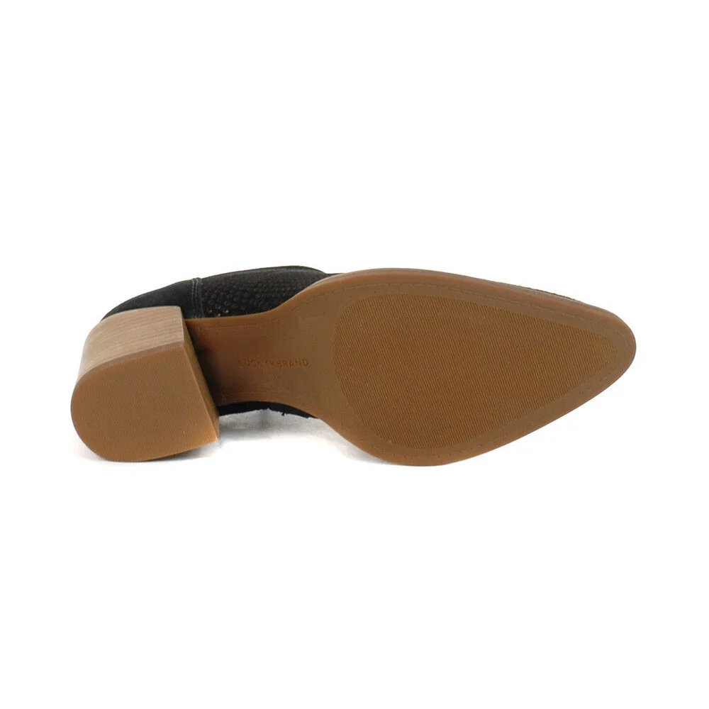 Lucky Brand Zeshia Black Suede Block Heel Booties - Picture 4 of 4